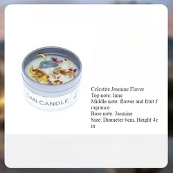 Scented Crystal Stone & Dry Flower Candle in Elegant Silver Tin (Jasmine Flavor)