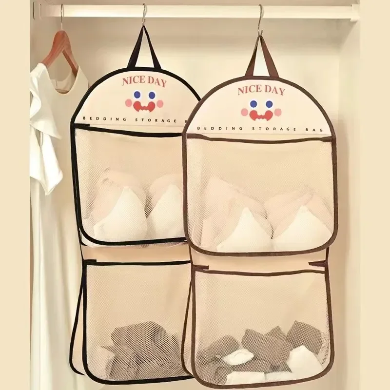 Large Capacity Cartoon Wall mounted sundry Mesh Bag Portable Toy Clothes sock collating Organizer Net Bathroom Storage Mesh Bag