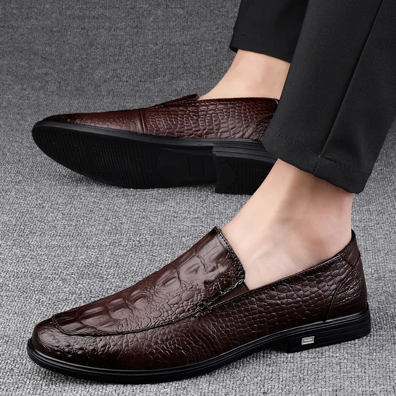

Lluxury Men's Business Genuine Leather Shoes Man Loafers 2024 Sneakers Autumn Crocodile Pattern Moccasin Breathable Casual Shoes
