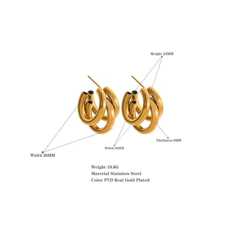 Gold Color Metallic Geometric Stud Earrings - Image 6
