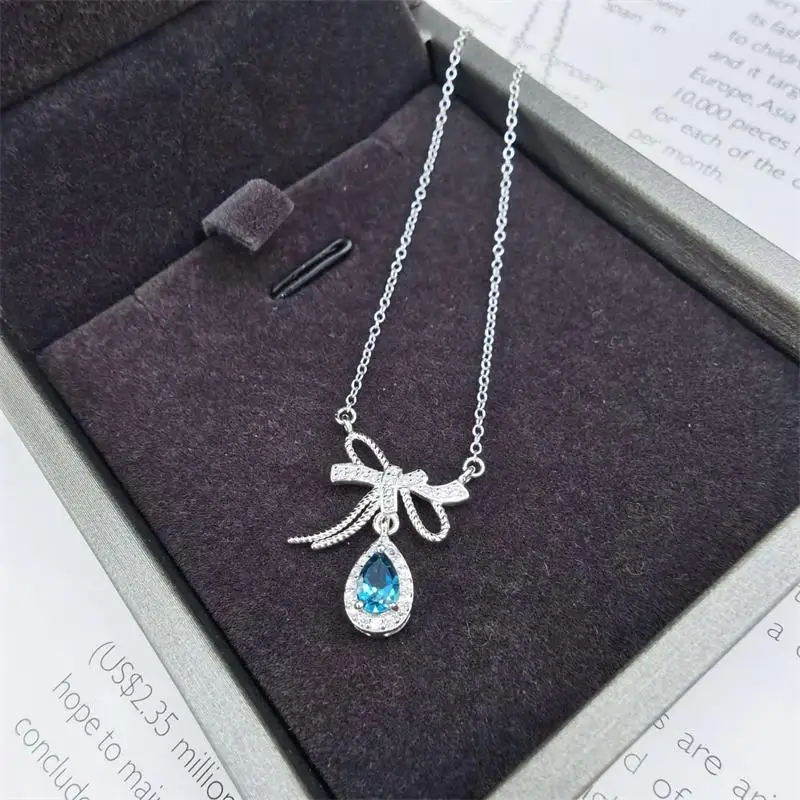 

Fine Jewelry Woman Topaz Pendant With Switzerland Topaz Gemstone 4*6mm Pendant Jewelry For Lady Wedding Party Banquet Gift