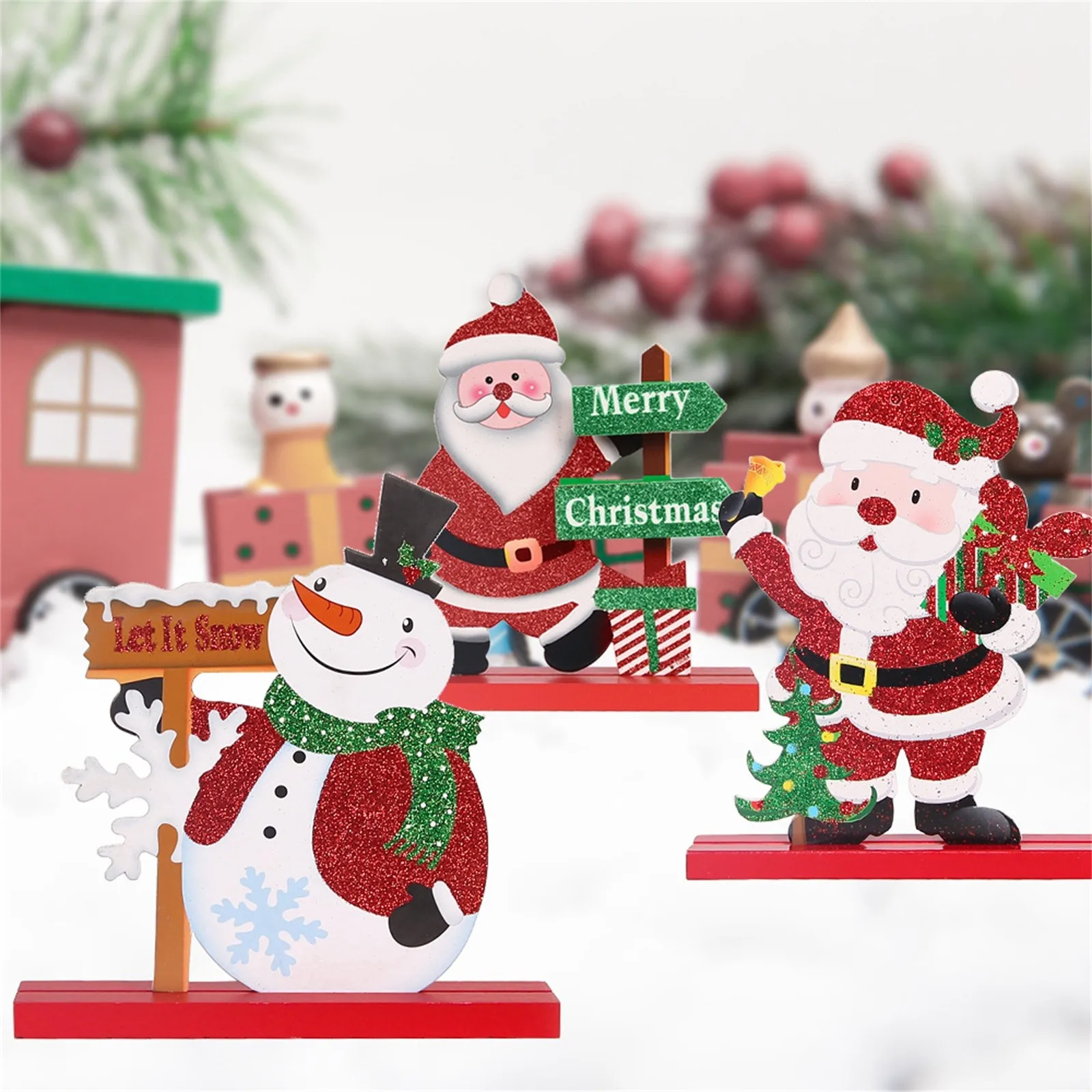 

Креативные деревянные рождественские украшения, снеговик, Санта-Клаус, олень, рождественские украшения для дома