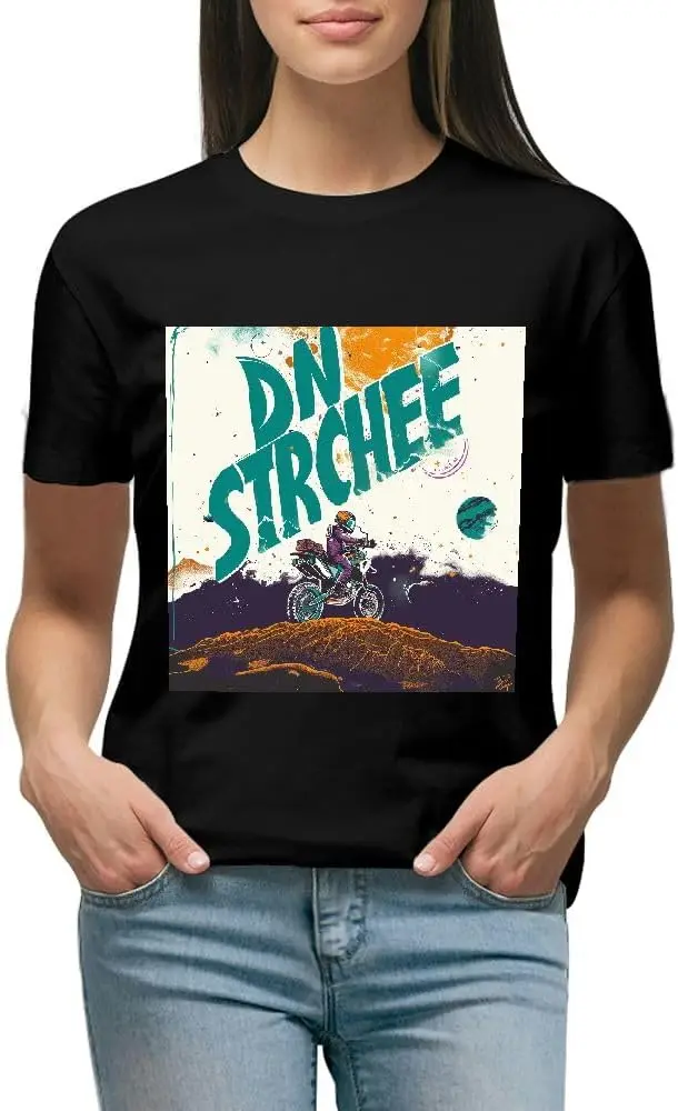 

Plus Size Women's Round Neck Short Sleeved T-Shirt Space Art Poster Summer Novelty Fashion Retro Printed T-Shirt Black
