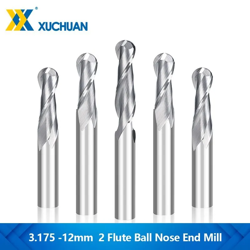 

2 Flute Ball Nose End Mill 3.175 4 6 8 10 12mm Shank CNC Engraving Bit Carbide End Mill Wood Milling Cutter