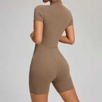 TRY TO BN Sports Jumpsuit Zipper Short Sleeves Yoga Sportswear Fitness Workout Bodysuit One Piece Suits Tights Gym Woman Clothes - Image 3