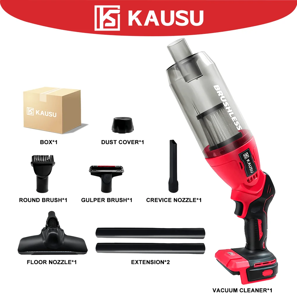 KAUSU Electric Vacuum Cleaner Brushless Portable Cordless Dust Collector Car Keyboard Dust Hair Cleaning Tool Power Tool Makita 18V Battery