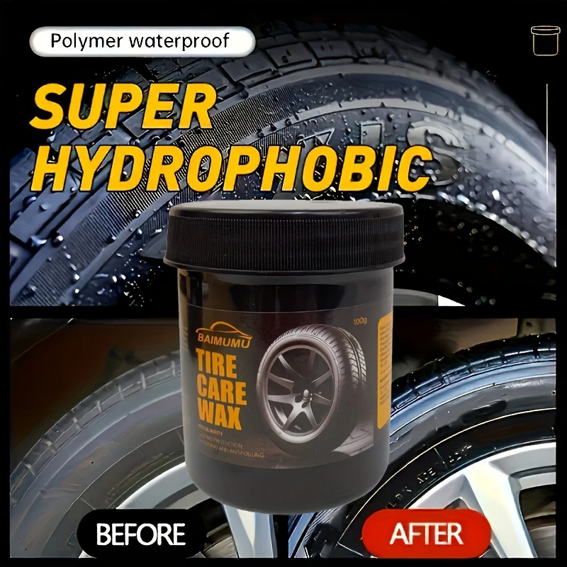 Tire Shine Wax 3.53oz Durable Gloss-Enhancing Stain Remover For Car RV Bike & Motorcycle Tires