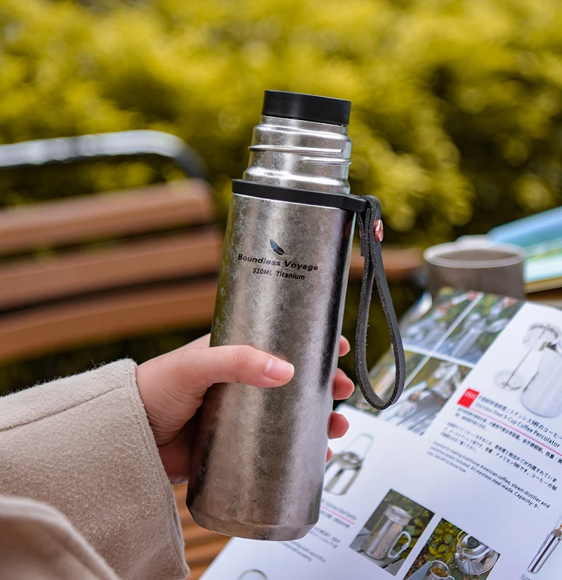 Boundless Voyage Titan vakuum isolierte Sport wasser flasche große Kapazität 510ml Outdoor tragbare Ultraleicht flasche ti3011 – Detail 13
