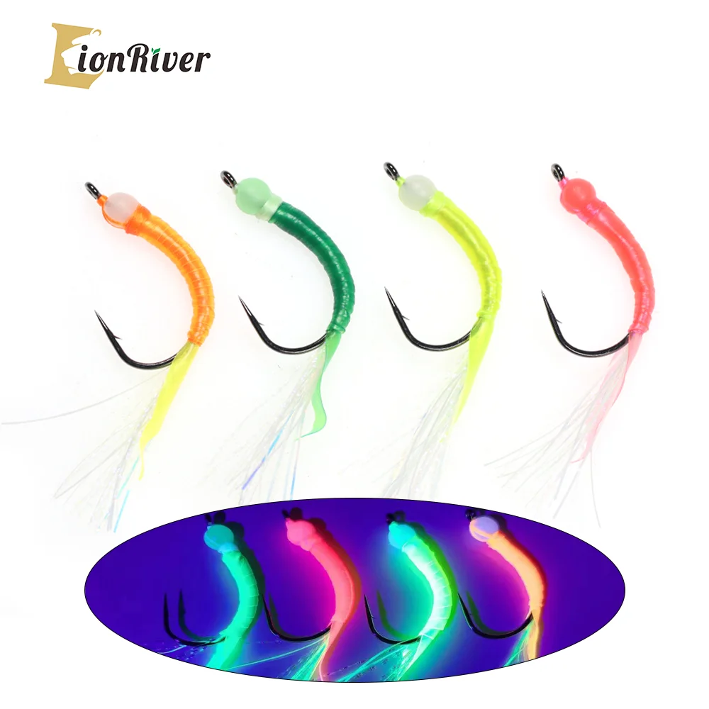 Luminous Sea Fishing Worm Fishing Flies With Wacky Hook Twisted Flash  Tinsel Maylar Tinsel Tail Trout Bass Fishing Lure Bait - AliExpress