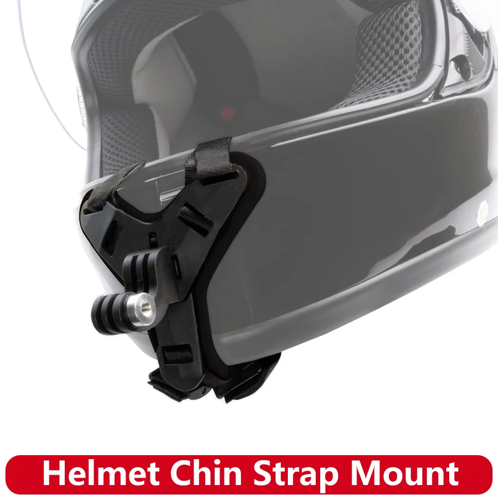 Suporte para capacete de motocicleta, alça de queixo para gopro hero insta360 sjcam sj4000 akaso dji osmo, acessórios para câmera de ação