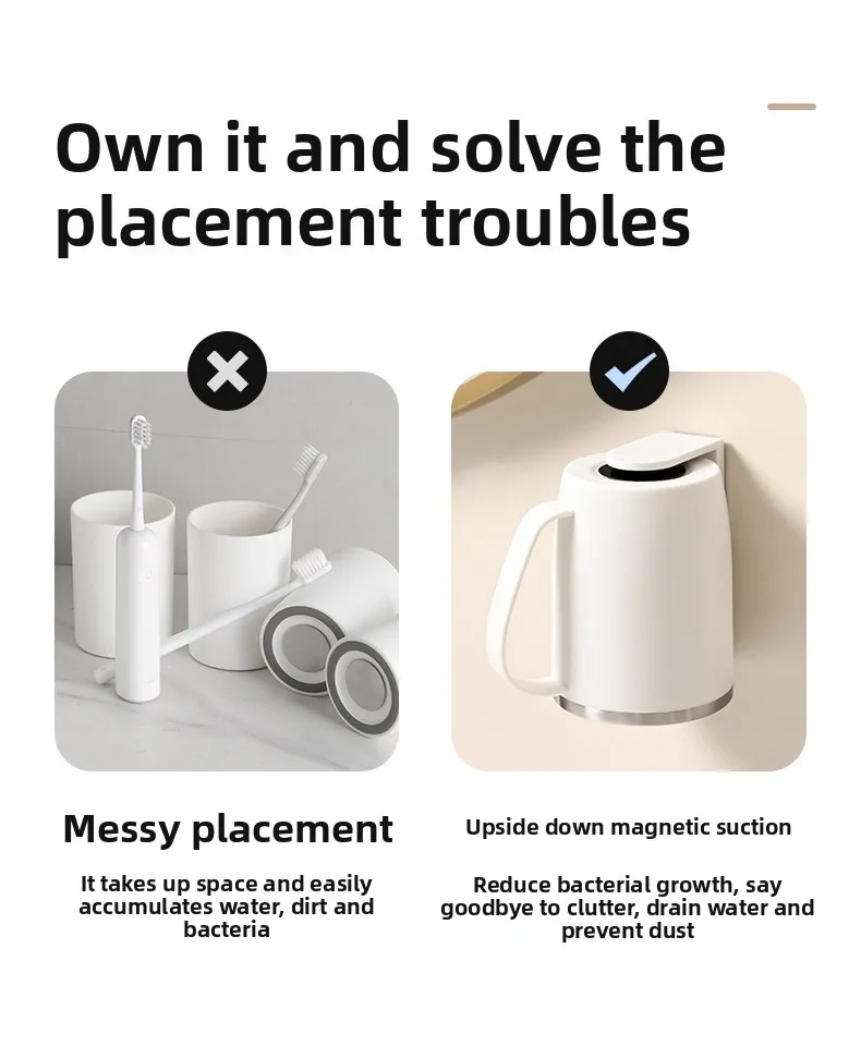 Magnetic Toothbrush Holder With Stainless Steel Cup For Bathroom_voghion.com