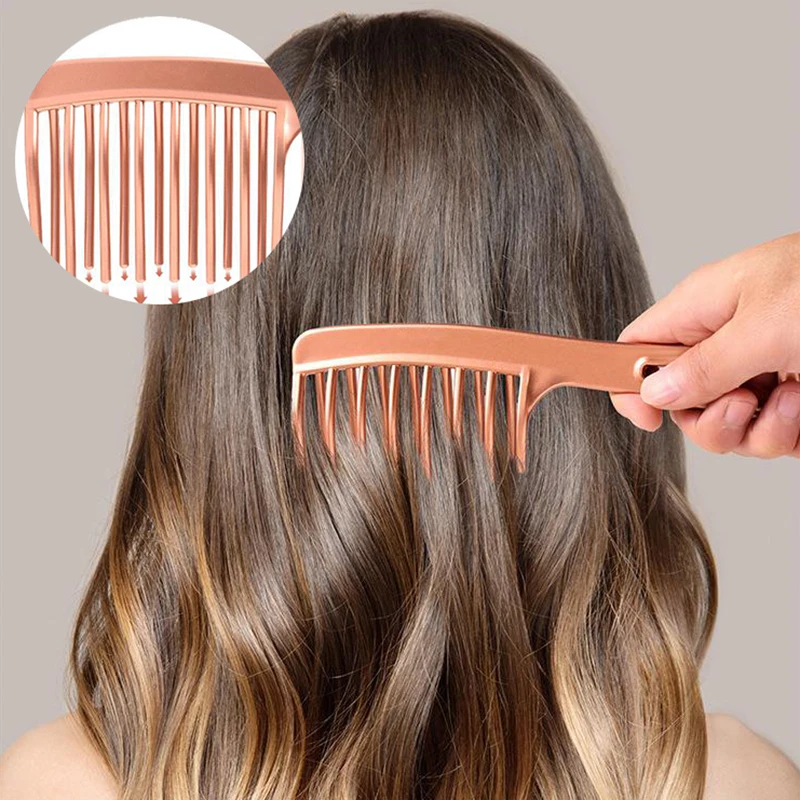 

Double Row Large Toothed Comb Wide Toothed Comb Curved Comb Fluffy Comb Hairdressing Comb For Comb Long And Curly Hair