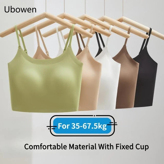 Ubowen S-XL Débardeur Camisole Dos Nu pour Femme avec Coussinets de Poitrine Intégrés, Débardeur Court Sans Couture d'Été avec Bonnets Fixes 1