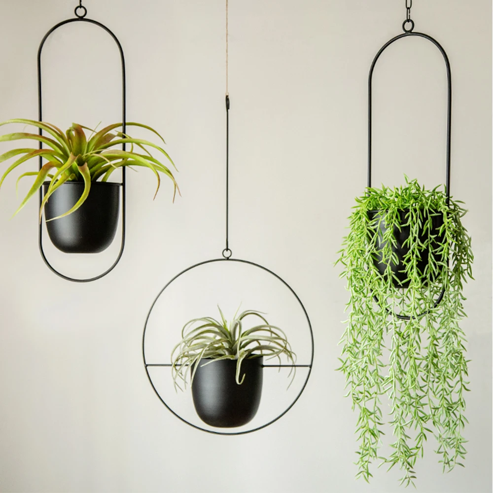 Description Picture 6 of itemNordic Style Metal Hanging Flower Pot Chain Hanging Planter Basket Flower Vase For Home Garden Balcony Decoration 2022 New