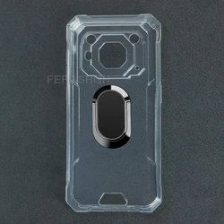 Enhanced Phone Cover with Back Ring Holder - TPU Soft Silicone - Blackview BV6200 Pro (Clear Tpu A Black)