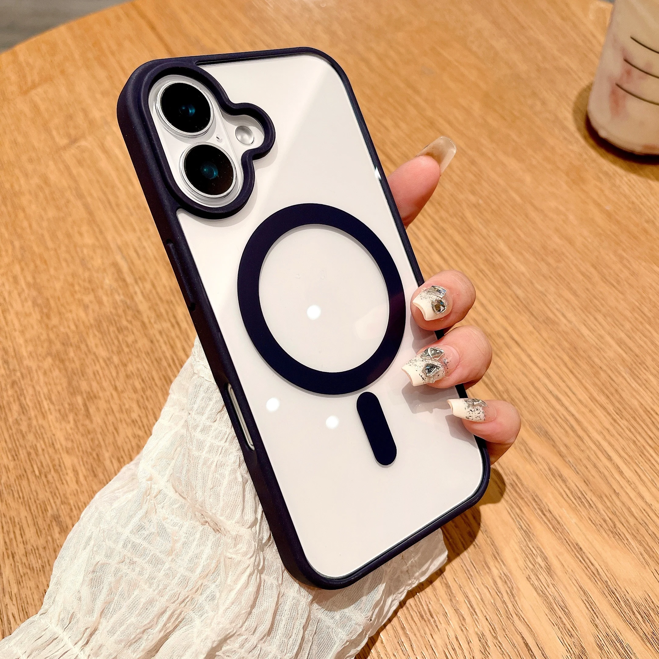 Luxury Shockproof Magsafe Wireless Charging Case with Clear Magnet Bumper Cover