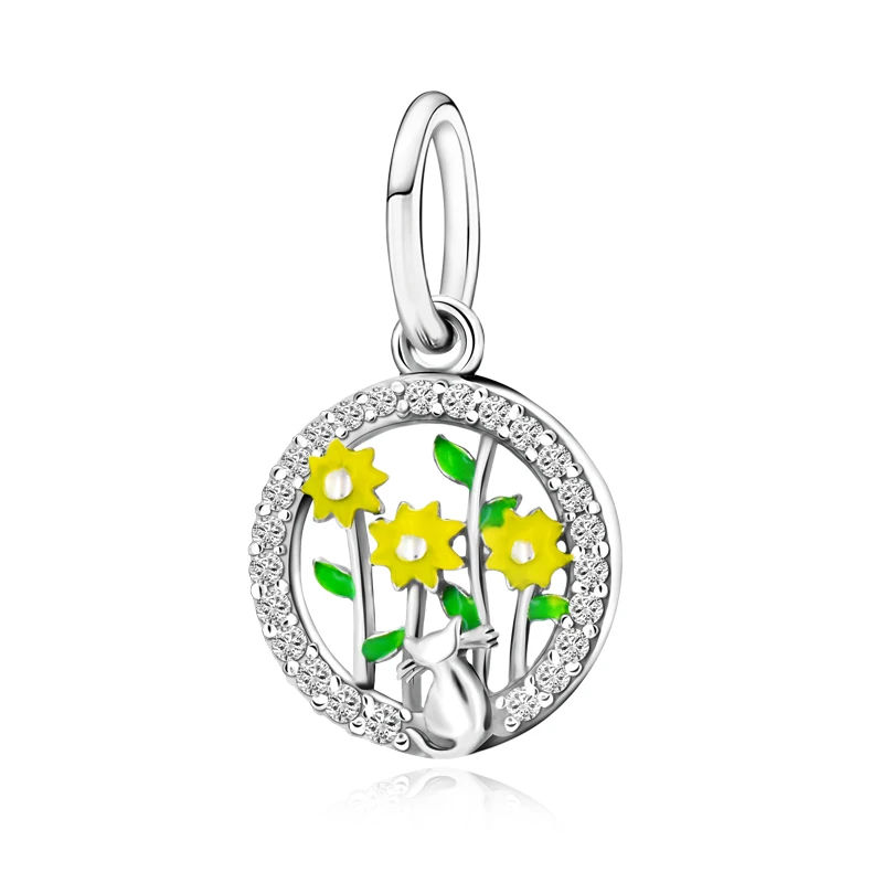 

PANQDIY 2023 Summer Sunflowers Charms 925 Sterling Silver Plata De Ley Fit 3mm 925 Original Bracelet For Women Jewelry