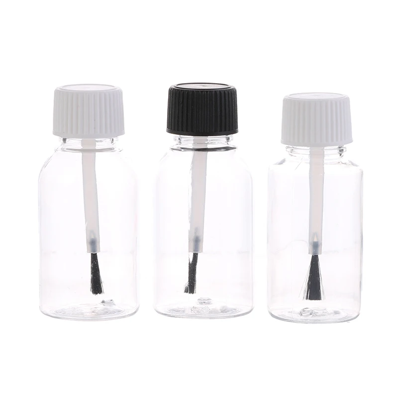 Refillable Nail Bottle 5/10/15/20/30ml Plastic Nail Polish Bottles Liquid Empty Bottle With Brush Cap DIY Craft Clear Refillable Leakproof Storage Jars