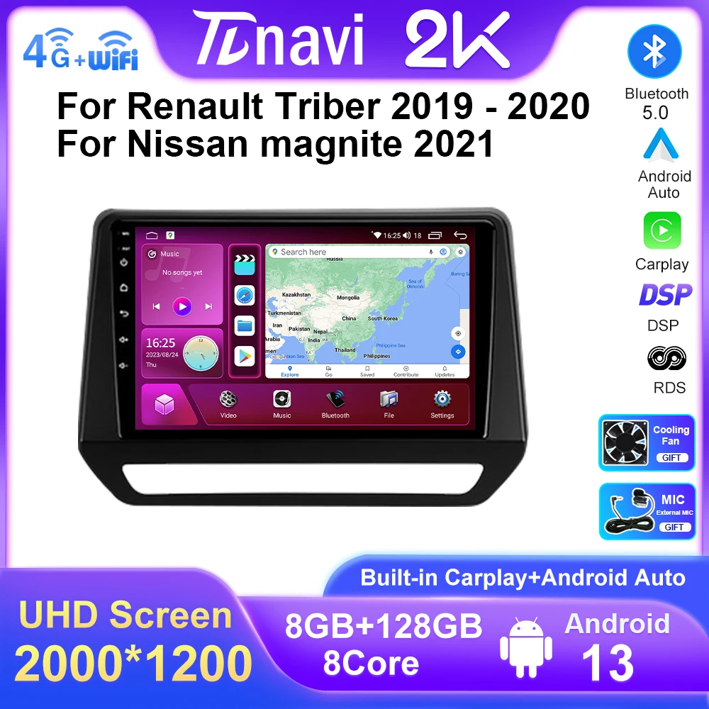 

Автомагнитола для Renault Triber 2019-2020, Android 13, для Nissan magnite 2021, видеоплеер, GPS-навигация, мультимедиа, стерео
