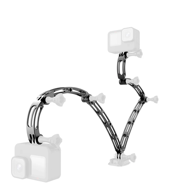 Accessoires de selfie et vlog : tiges d'extension courbées en aluminium pour caméra d'action 360°, légères et robustes