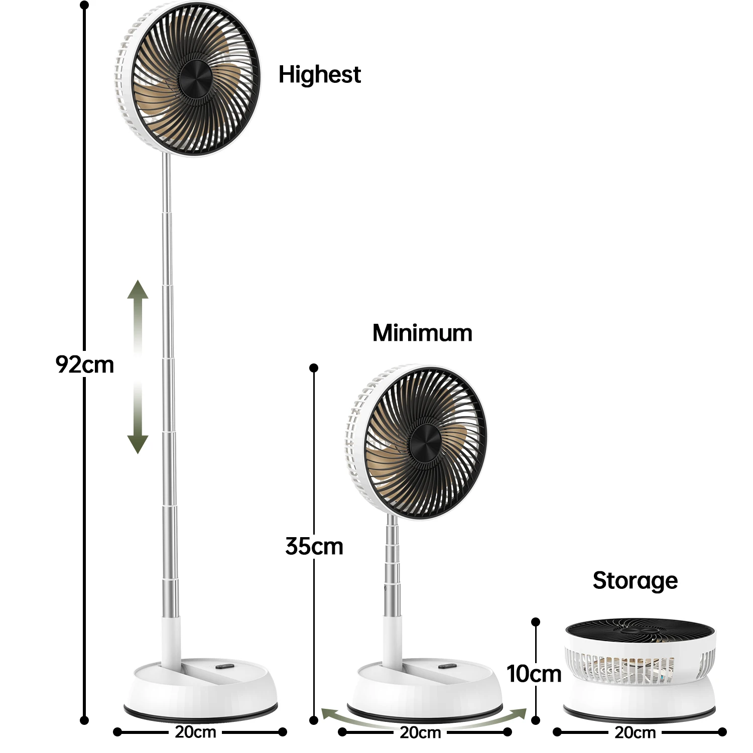 مروحة قائمة متأرجحة محمولة مع جهاز تحكم عن بعد، مر...