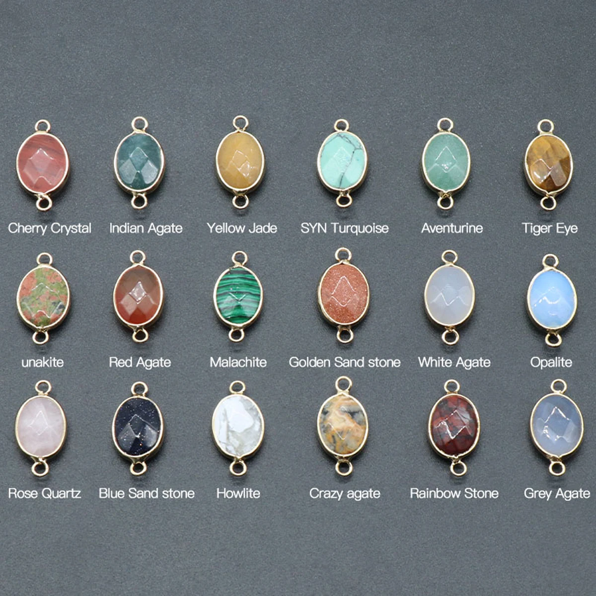 

Natural Stone Oval Faceted Connector Gemstone Exquisite Charms for Jewelry Making Diy Boutique Bracelet Necklace Accessories