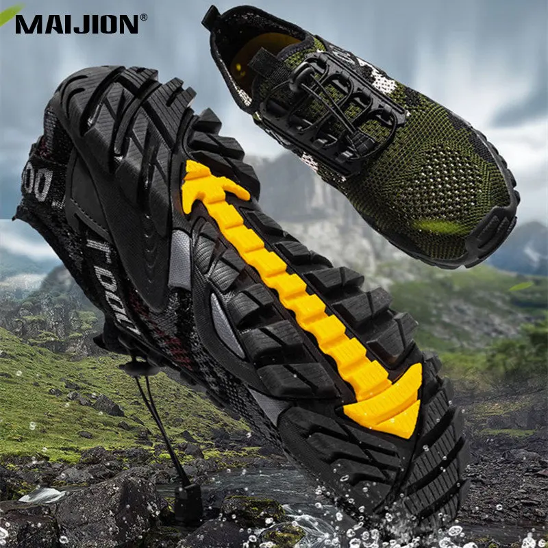 Men Quick-Dry Trekking Upstream Wading Shoes Non-slip Wear-resistant Aqua Shoes Water Outdoor Beach Water Sports Sneakers