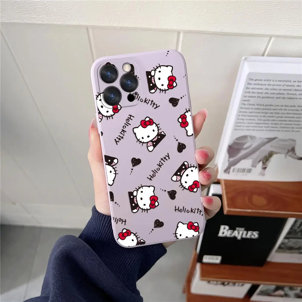 thumbnail image 1 of Cartoon Phone Case For iPhone 15 14 13 12 11 Pro Max Mini 7 8 15 Plus SE2020 14 13 Fundas Liquid Silicone Back Cover Hello Kitty, 1 of 5