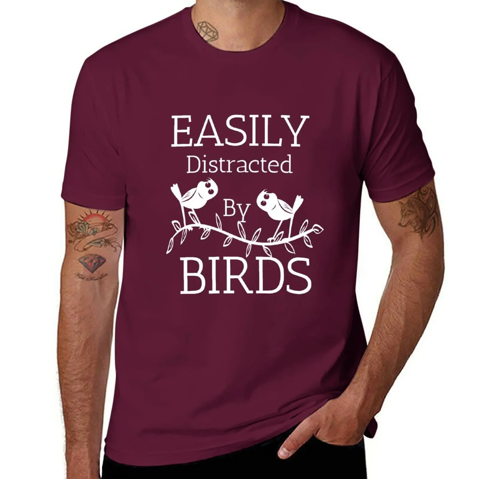 

New Easily Distracted By Birds, Bird Watcher Shirt T-Shirt Aesthetic clothing Short t-shirt fruit of the loom mens t shirts