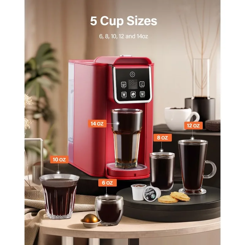 Hot and Iced Coffee Machine for K Cup Pods & Ground Coffee,6 to 14 oz Brew Sizes,with 50 oz Large Water Tank,Removable Drip Tray 4