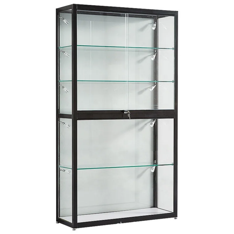 custom,Aluminum alloy jewelry display cabinet factory customized, glass display showcase