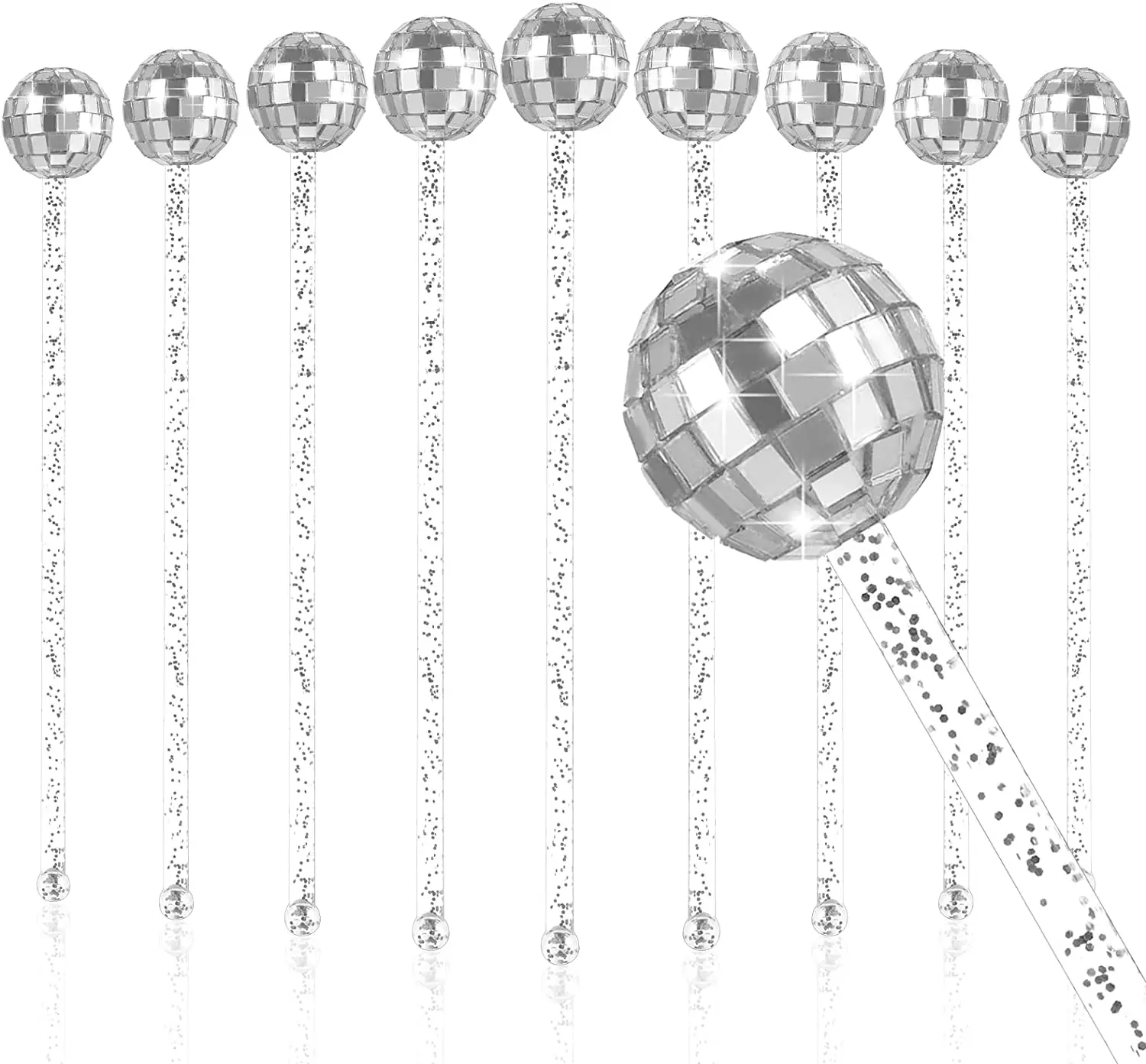1Pcs Disco Ball Drink Stirrers 20cm Cocktail Stirrers Agitator Plastic Reusable Party Favor Home Drink Party Decoration