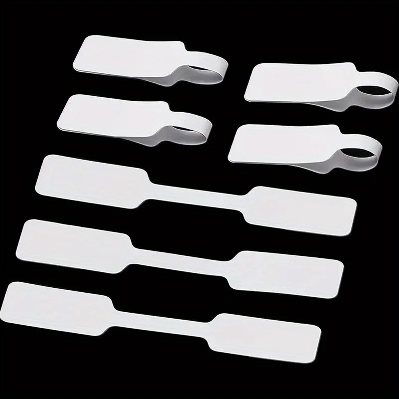 100개 흰색 케이블 라벨 - 사무실/학교 조직용 자체 접착식 쓰기 가능 코드 태그, 간편한 케이블 관리