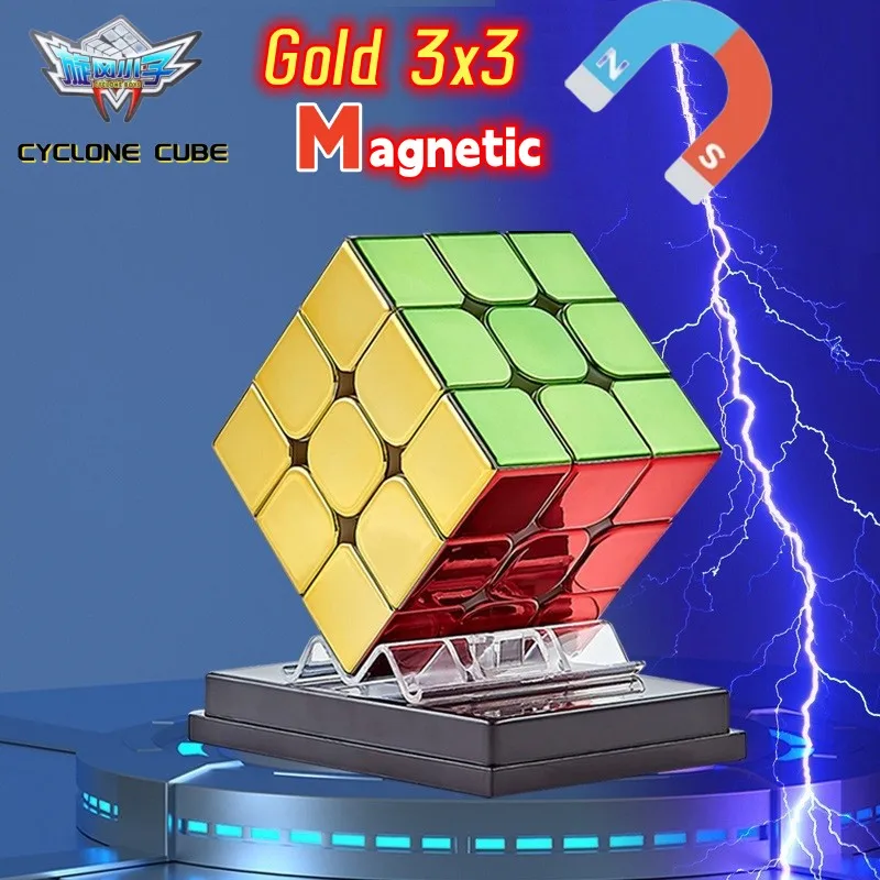 

Cyclone Boys Metallic Gold 3x3 M Magnetic Plating Magic Cube Professional 3by3 3M Speed Puzzle Hungarian Magico Cubo Toy Boy