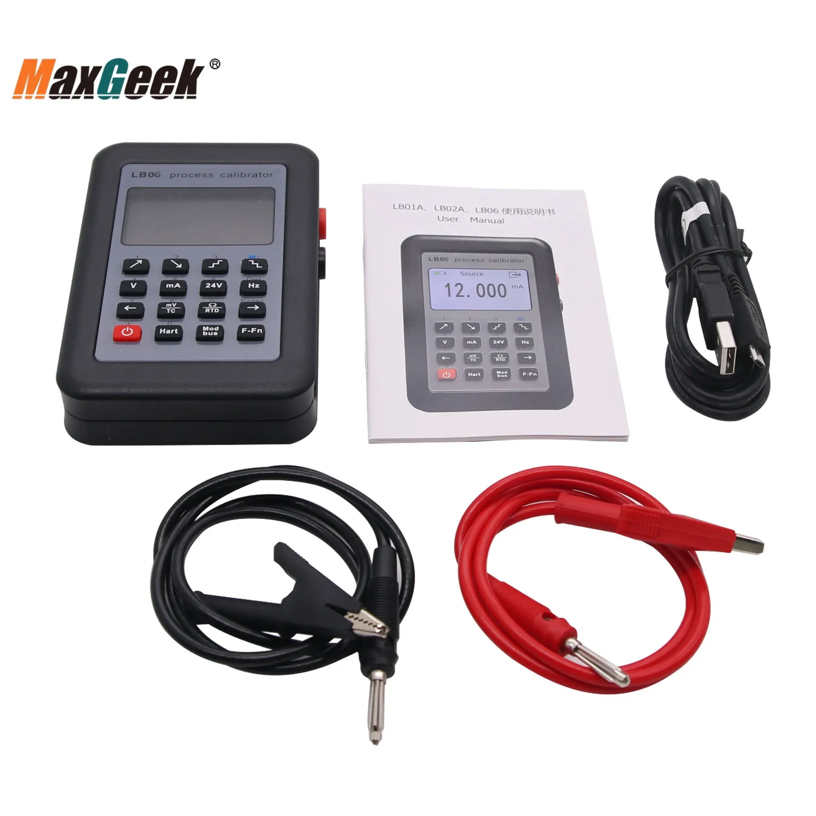 Maxgeek New Multifunction Process Calibrator LB06 MODBUS RTU Hart Communicator PT100 Frequency 4-20mA 0-10V Signal Calibrator 6