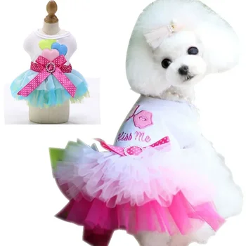Dog Summer Dress Cat Lace Skirt Pet Clothing Chihuahua Stripe Skirt Puppy Cat Princess Apparel Cute Puppy Clothe Dog Accessories 1