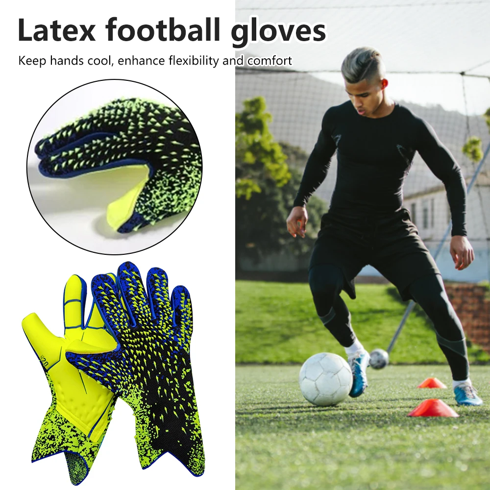 Football Soccer Goalie Protection Gloves Goalkeeper Gloves Strong Grip Thickened Latex Professional Protector for Children Adult