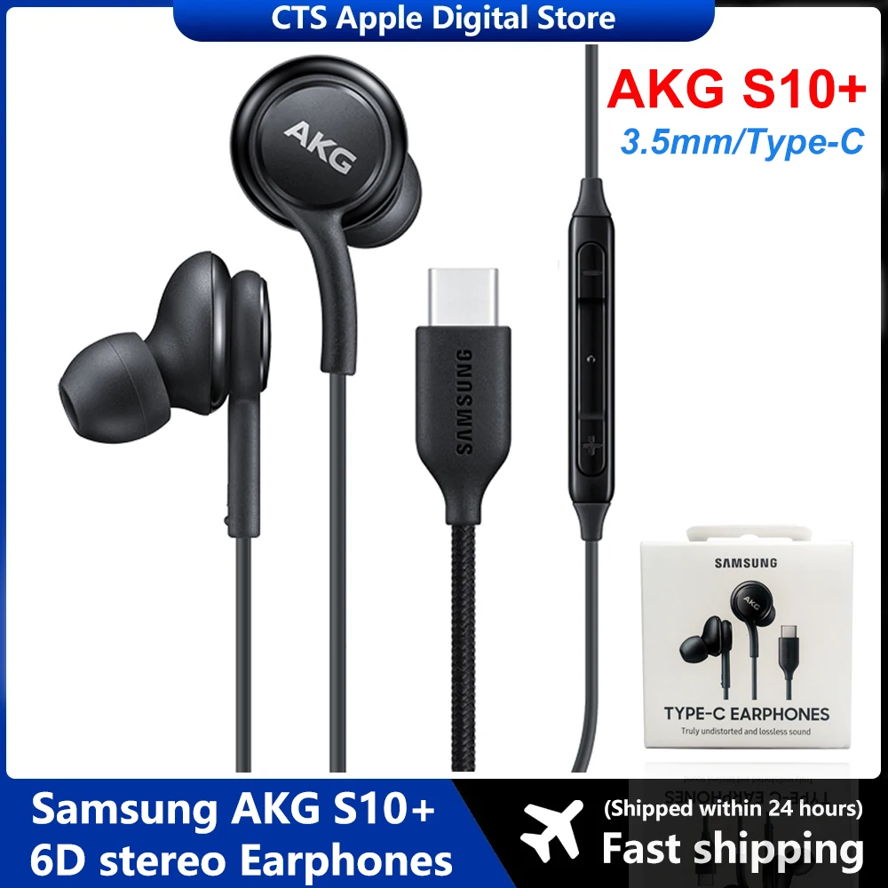Оригинальные стереонаушники Samsung AKG S10 + 6D, 3,5 мм, с интерфейсом Type-C, наушники-вкладыши для Samsung Galaxy S8 S9 S10 S10 +