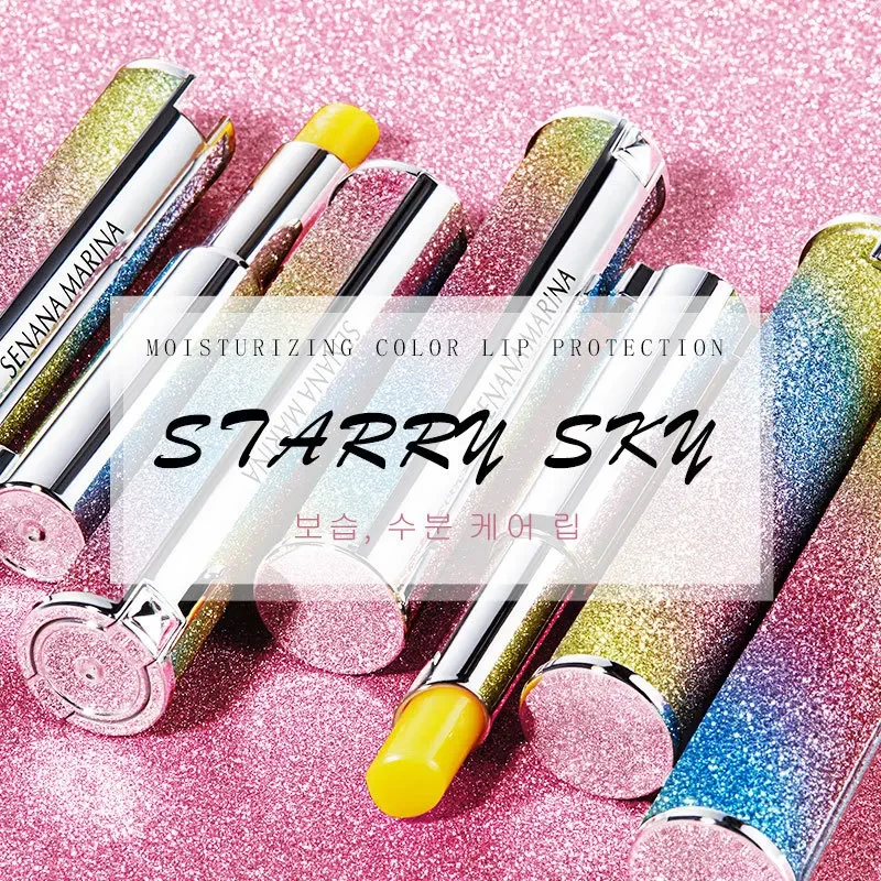 SENANA Starry sky Discoloration Lipstick Moisturizing Nourishing Lip Balm Long-lasting  Improve peel Lip care make up cosmetic