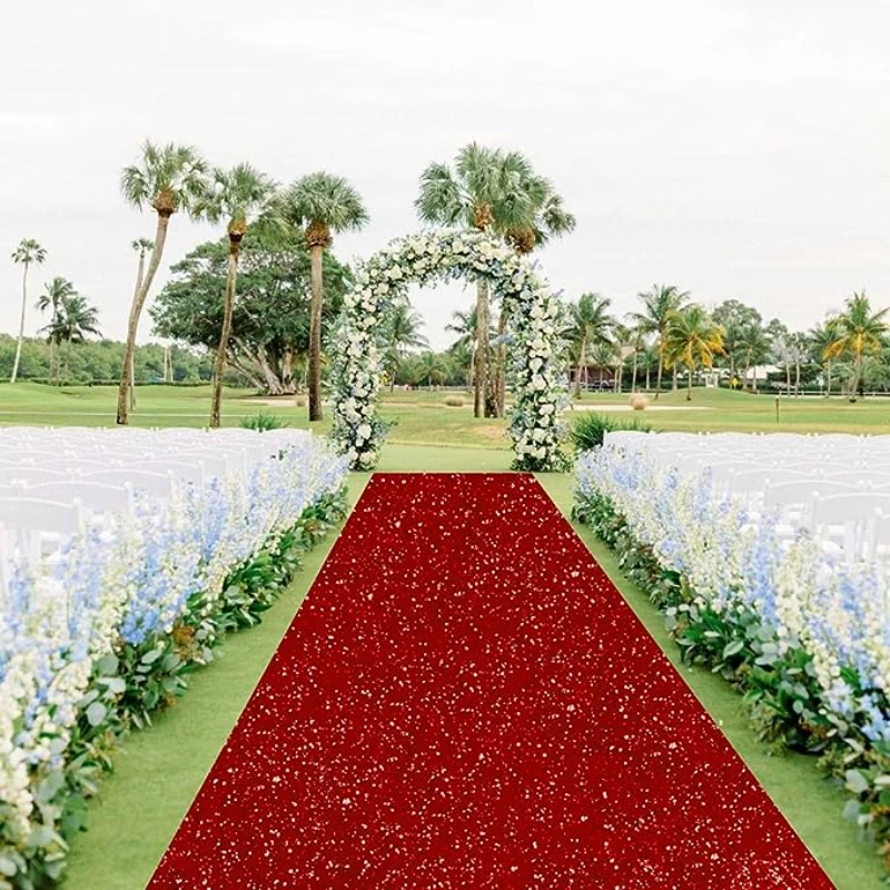 Shiny Red Carpet Runway 1mm thick for Christmas Thanksgiving outdoor accessories wedding party hall 1.2 x 7 meters wedding carpet