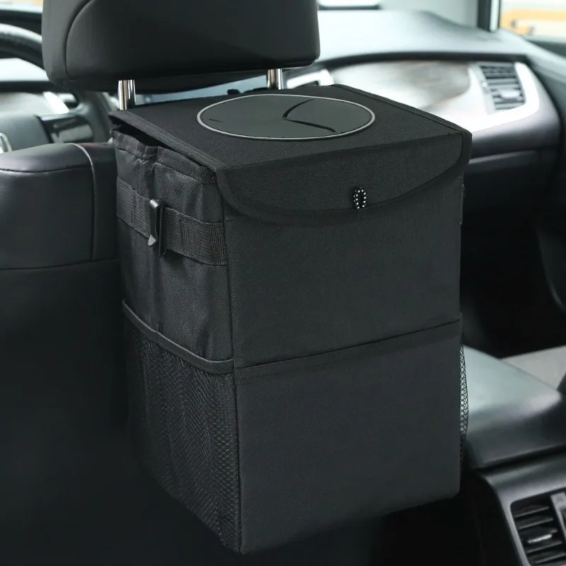 1pc ZukMi Car Trash Can with Cover and Storage Pocket