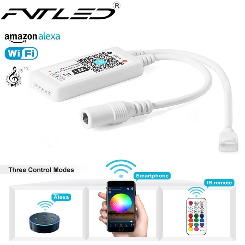 IR/RF Remote Android IOS Smartphone APP WIFI LED RGB/RGBW Controller for LED Light Strip 12V 24V By Alexa Google Home IFTTT