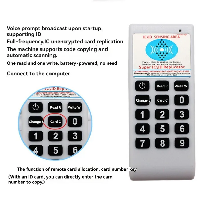ABDE-IC/ID 카드 리더 및 라이터+10PCS 키체인 125Khz 복사기 RFID 스마트 카드 리더 IC ID 복사기