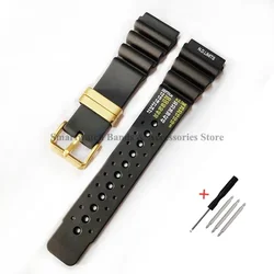 Premium Diver Silicone Rubber Strap - 20mm, 22mm, 24mm Watch Band - 24mm (Gold Ring)