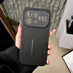 Luxury PU Leather Soft TPU Bumper Back Minimalist Phone Case for Infinix Note 60 (Black)