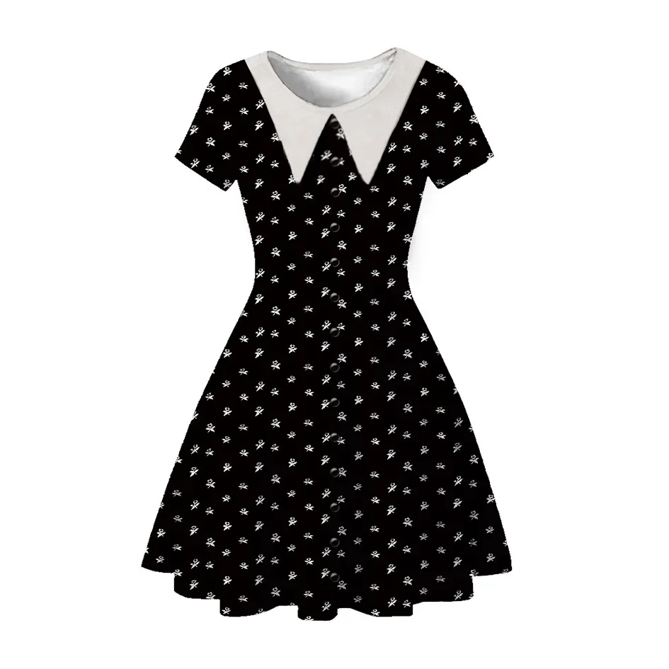 Movie Wednesday Cosplay Addams Costume Children Skirt Uniform Dress Vestidos Kids Girls Halloween Carnival Party