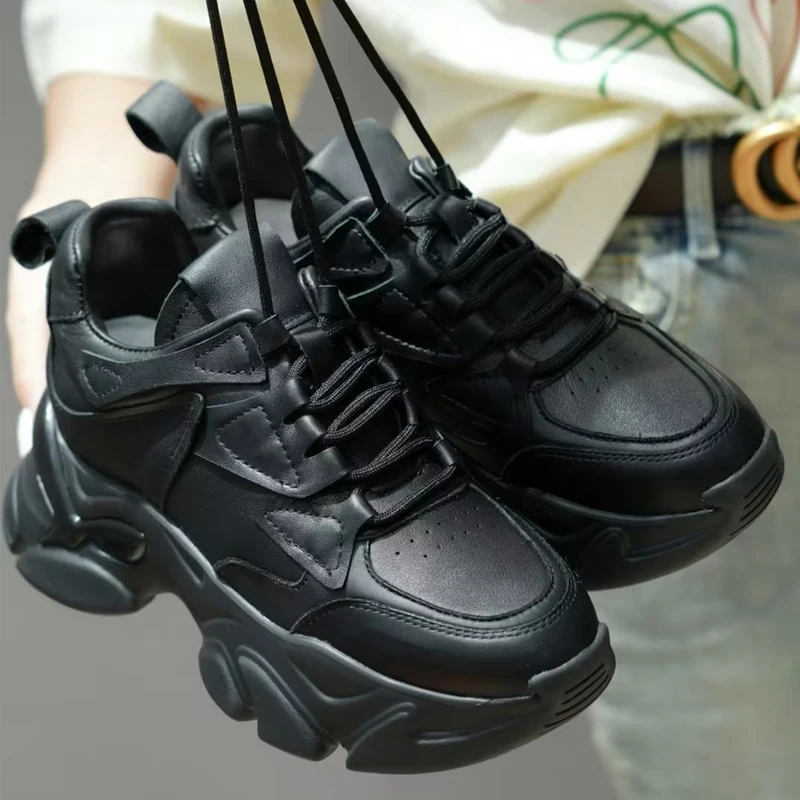 

New 23 Women's Vulcanize Shoes Vulcanized High Platform Female Casual Flats Tenis Feminino 2023 Black Sneakers Fashion White Tie