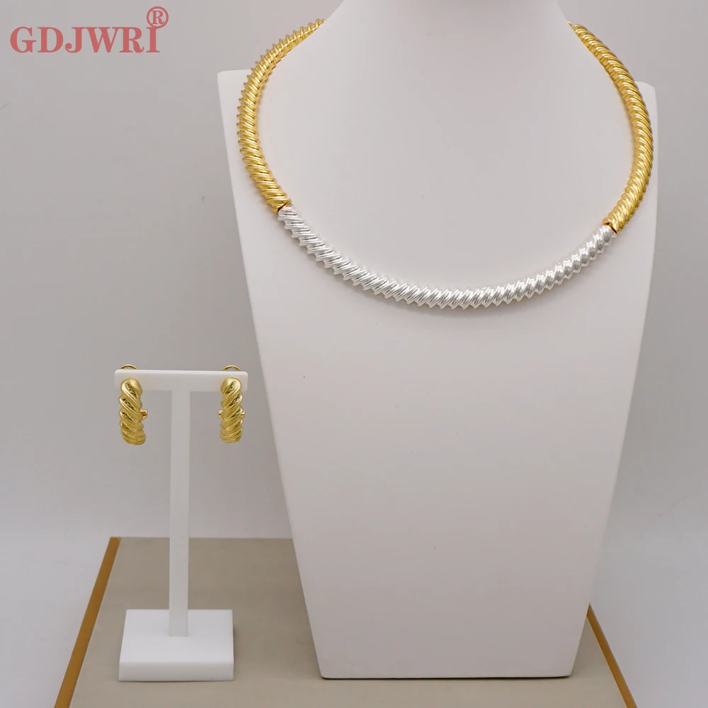 

Fashion Dubai Gold Color Plated Fine Jewlery Exquisite Spiral Shape Neacklace Earrings Jewelry Sets For Women Party Gifts