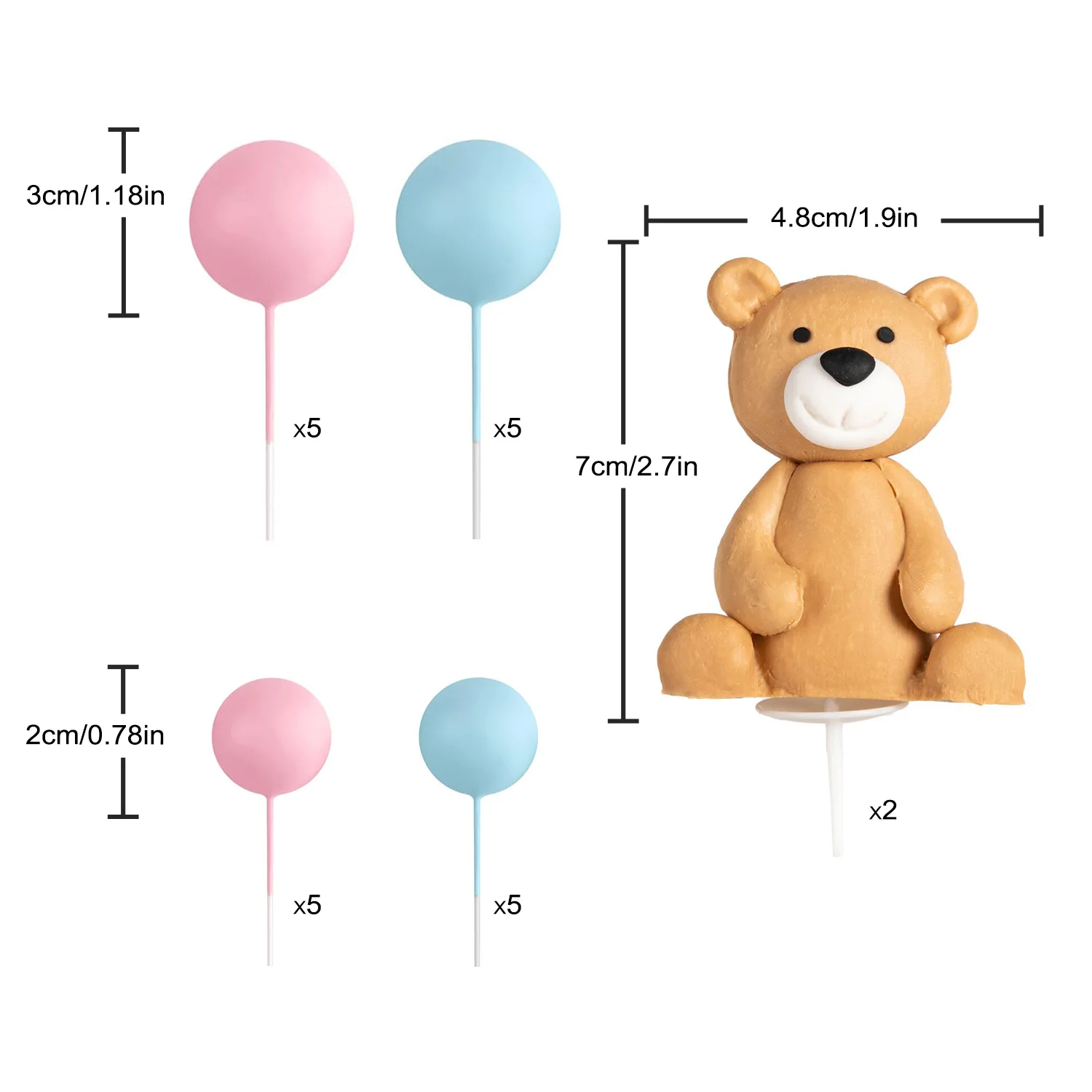 LaVenty Luxe Blauw Baby Shower Cake Decoratie Teddybeer Cake Topper Geslacht Onthullen Cake Decoratie Beer Baby Douche Feestbenodigdheden Teddybeer Decoratie