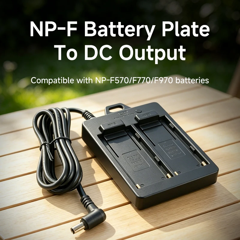 듀얼 슬롯 NP-F 배터리 플레이트-DC 출력 어댑터 12V-16.8V 8A (NP-F570 F770 F970 카메라 배터리 전원 공급용)
